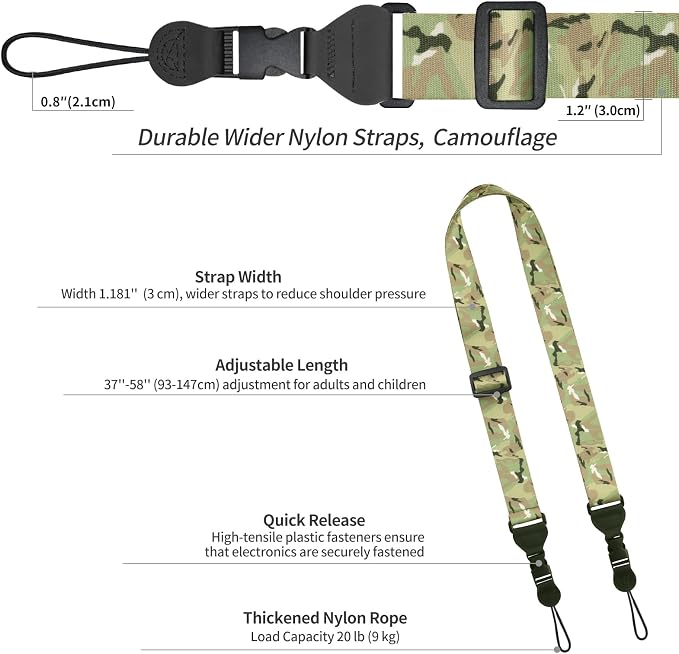 FIEIL Adjustable Shoulder Strap, Nylon Camera Strap, Comfortable Neck Strap - Image 6