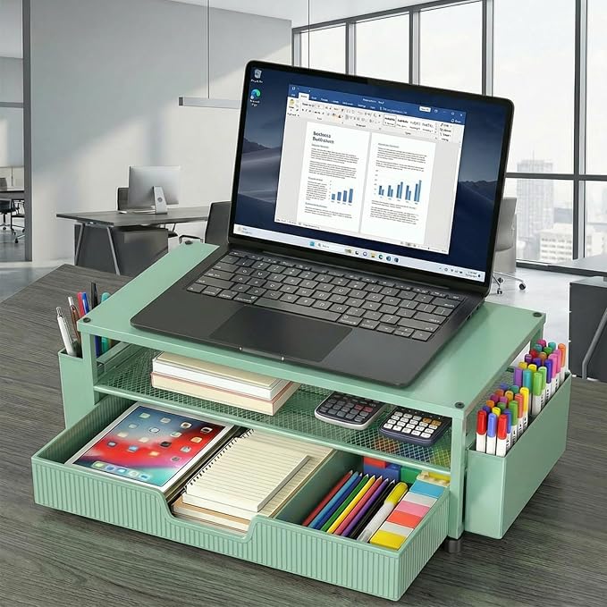 ECOLOVI Desk Organizer and Accessories, 2-Tier Computer Monitor Stand Rise - Image 6