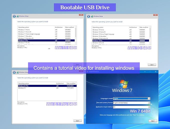 64GB - Bootable USB Drive 3.2 for Windows 11/10 / 8.1/7, Install/Recovery - Image 2