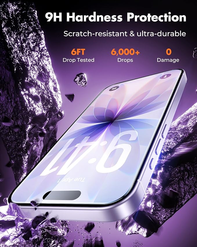 UNBREAKcable iPhone 17 Screen Protector 3-Pack, Upgraded Dual-Tempered Glass + - Image 3