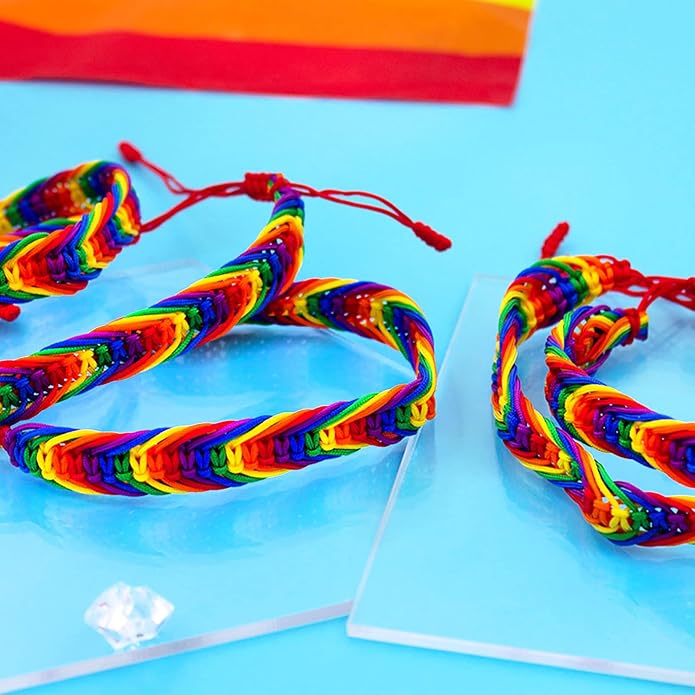 Nanafast Titanium Stainless Steel Rainbow LGBT Pride Bracelet Handmade Braided - Image 4