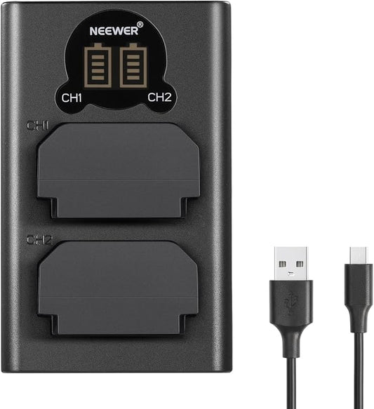 NEEWER 2 Pack 2280mAh NP-FZ100 Replacement Battery and Dual USB Charger by Neewer