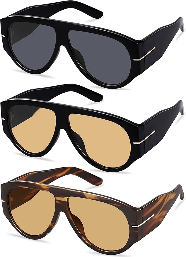 Oversized Retro Aviator Sunglasses by ymrfw