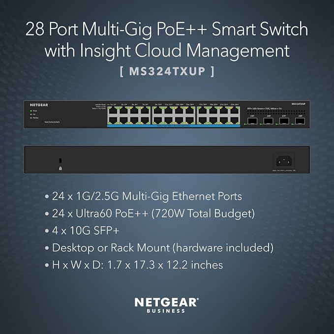 NETGEAR 28-Port Ultra60 PoE Multi-Gigabit Ethernet Smart Switch - Image 2