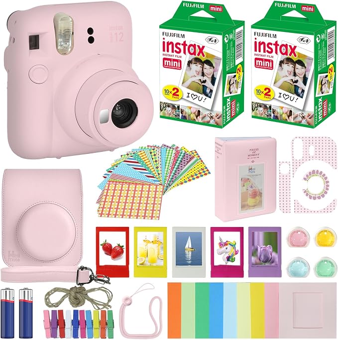 Fujifilm Instax Mini 12 Instant Camera Blossom Pink + Carrying Case + Fuji by FUJIFILM
