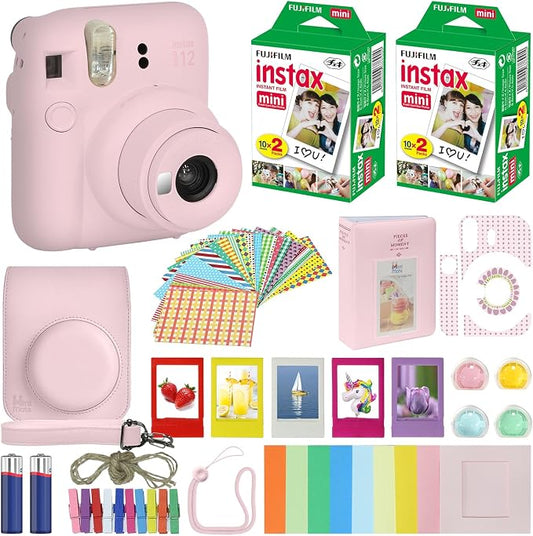 Fujifilm Instax Mini 12 Instant Camera Blossom Pink + Carrying Case + Fuji by FUJIFILM