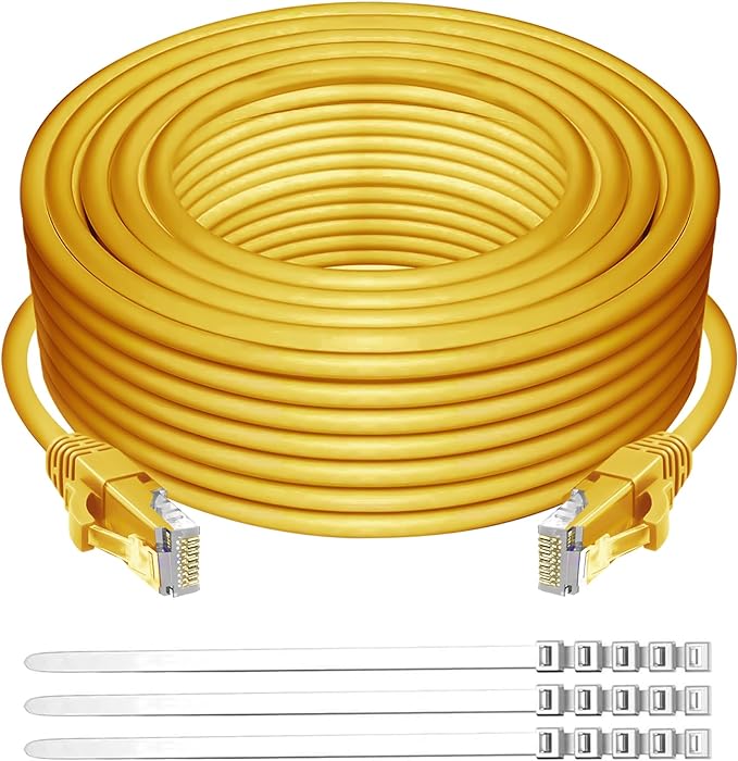 Adoreen Cat 6 Ethernet Cable 150 Ft-Yellow, Outdoor & Indoor Snagless Long by Adoreen