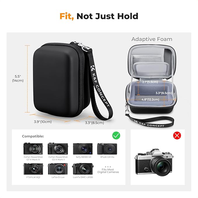K&F CONCEPT Carrying Case for Digital Camera, Hard Shell Protective Travel Case - Image 5