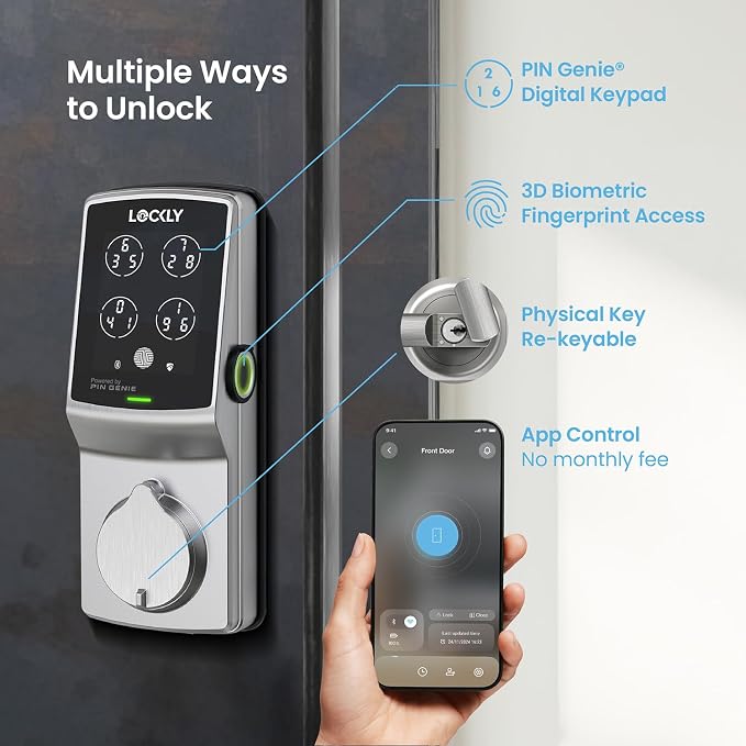 Lockly Secure Pro Smart Deadbolt Lock — Fingerprint Keyless Entry, PIN Genie® - Image 2