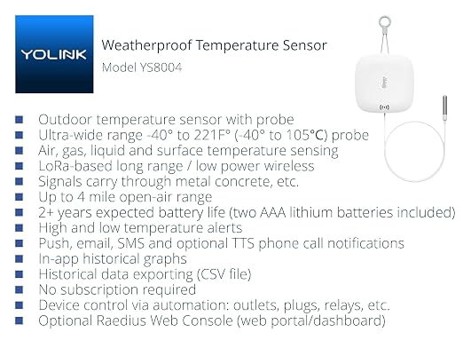 YoLink Weatherproof Fluid, Surface Extreme High/Low Temperature Sensor - Image 2