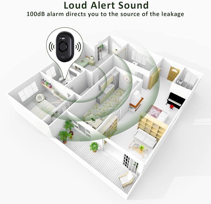 5 Pack Water Leak Detectors for Home, 100dB Water Sensor Alarm Black | Leakage - Image 4