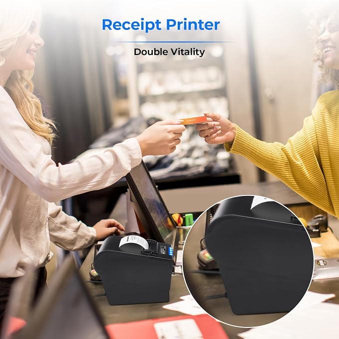MUNBYN Receipt Printer P068, 3 1/8" 80mm Direct Thermal Printer, POS Printer - Image 4