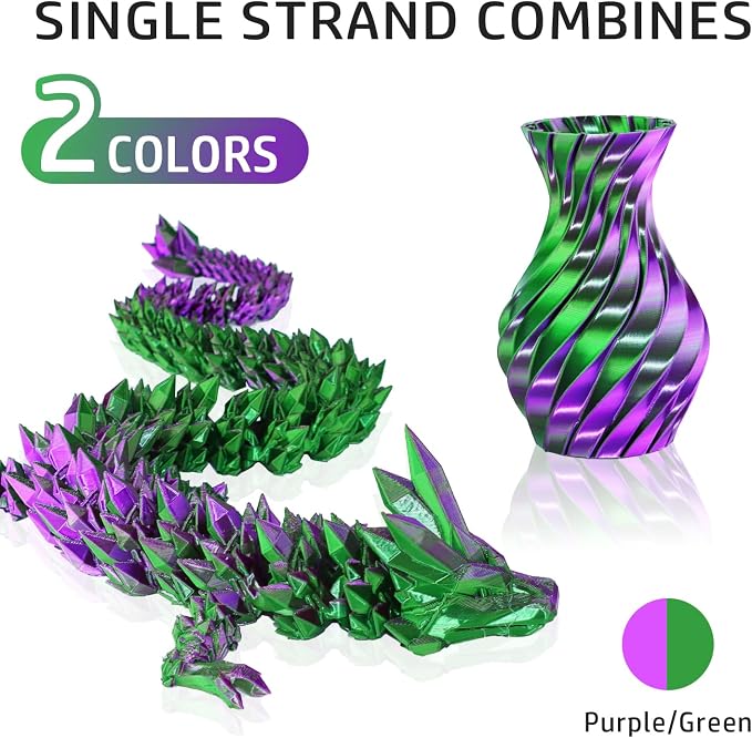 LOVOON PLA 3D Printing Filament Multicolor PLA Filament 1.75mm Silk Dual Color - Image 3