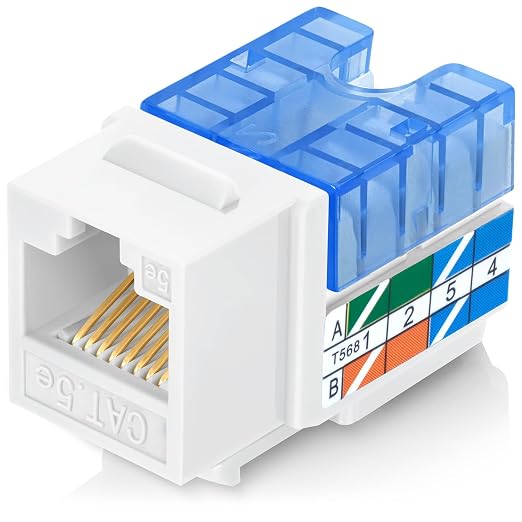 Everest 90° Angled RJ45 Cat5e Keystone Jacks 100-Pack in White by EverestMediaSolutions