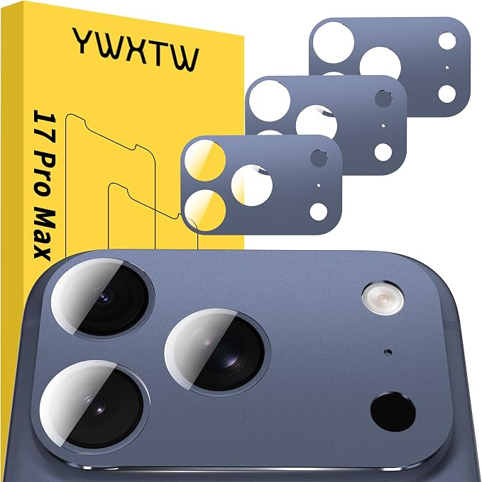 YWXTW [0 Bubbles for iPhone 17 Pro Max Camera Protector, Full Coverage Tempered by YWXTW