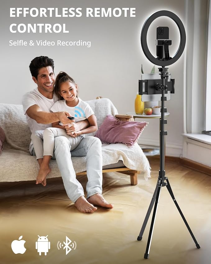 UBeesize 12" Ring Light with 74" Extendable Tripod Stand & iPad, Phone Holder - Image 5