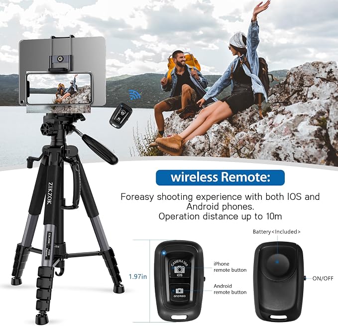 75" Camera Tripod, Heavy Duty Aluminum Camera Stand - Image 6