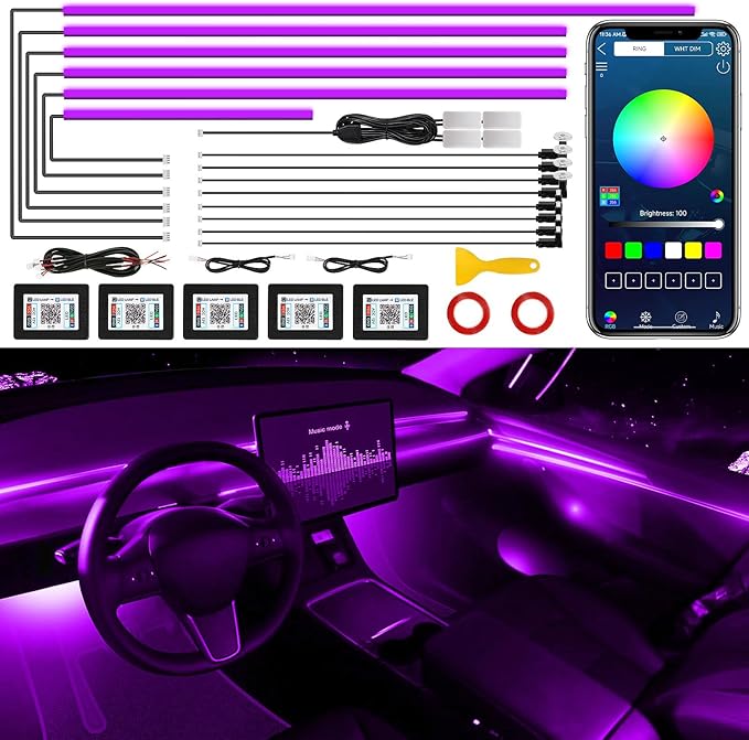 Acrylic Interior Car LED Strip Light by MAODANER