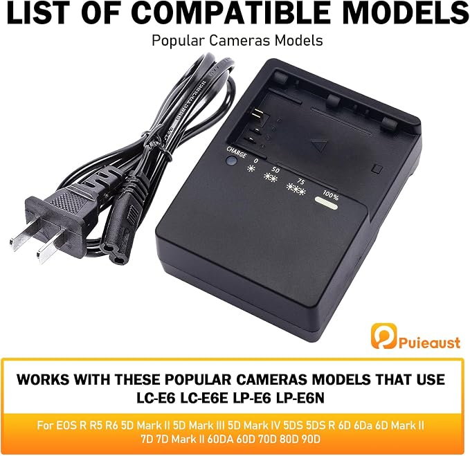 LP-E6 Charger for Canon LC-E6 LC-E6E LC-E6N LP-E6NH Battery EOS 90D 80D 70D 60D - Image 5