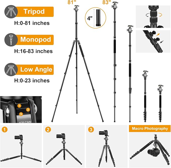 JOILCAN Tripod for Camera, Heavy Duty Travel Tripods for Spotting Scope - Image 6