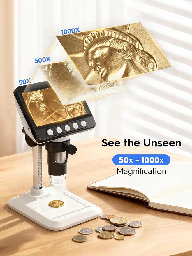 Coin Microscope for Error Coins, 4.3 inches 1080P LCD Digital Microscope - Image 2