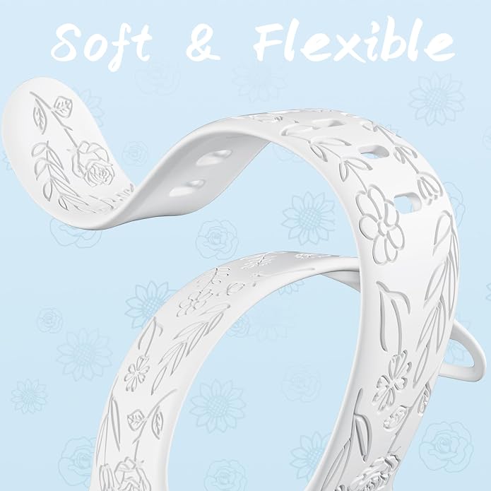 SNBLK 6 Pack Floral Engraved Bands Compatible - Image 5