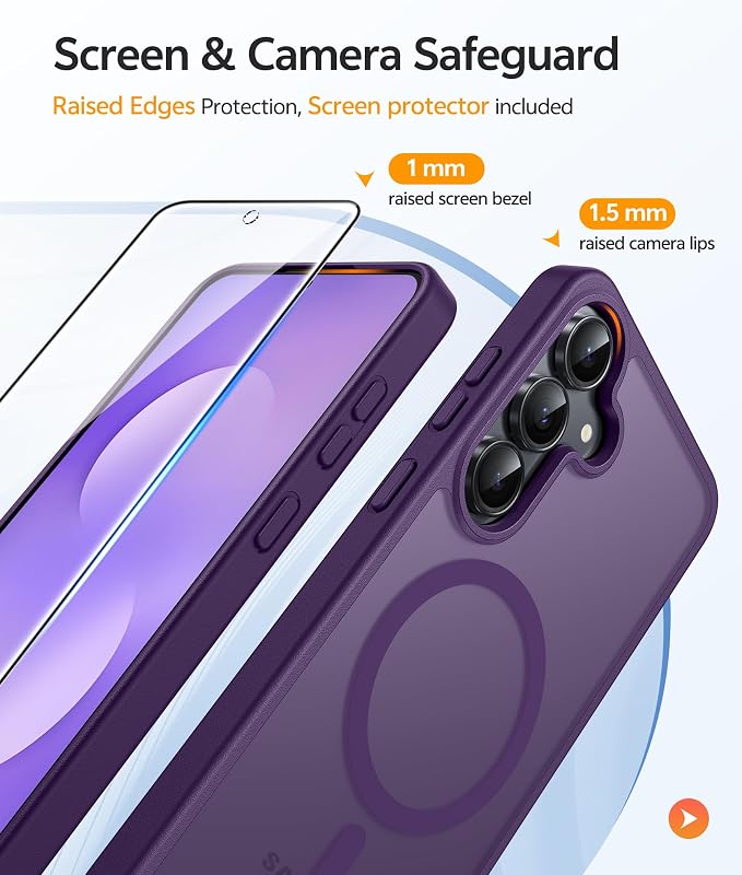 FNTCASE for Samsung Galaxy S25 FE Case: Magnetic Translucent Matte Military - Image 4