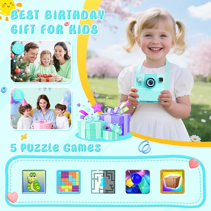 Kids Camera Instant Print with Flip Lens, 1080P HD Video Inkless Toddler - Image 7