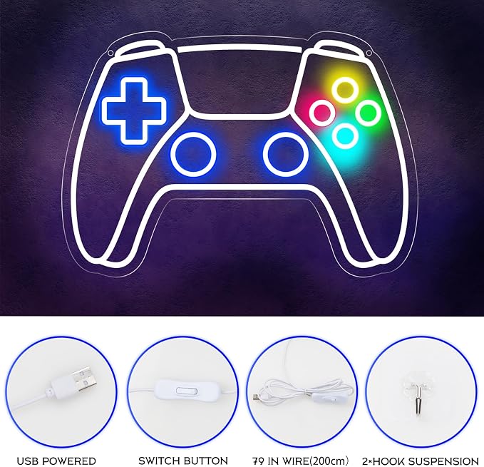 Gamer Neon Sign, Gamepad Shaped LED Neon Sign - Image 3