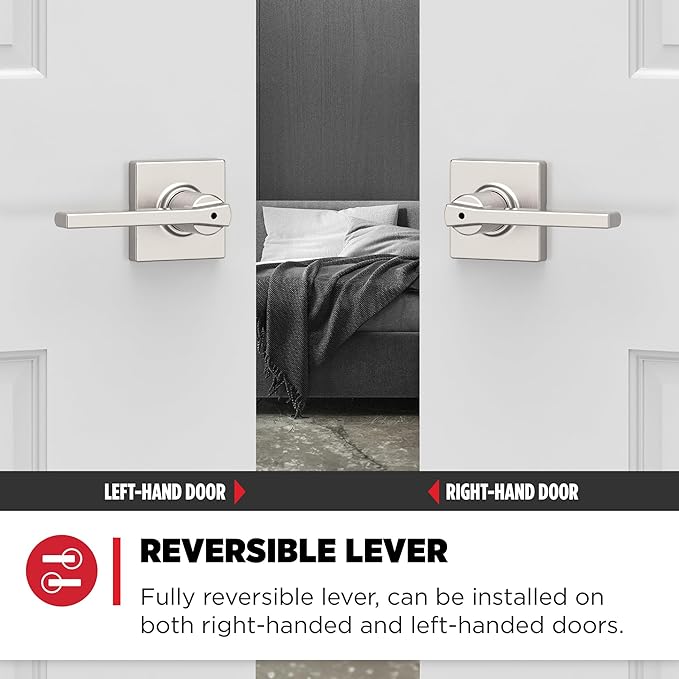 Kwikset Casey Door Handle, Satin Nickel | Interior Lever | Keyless Turn Lock | - Image 5