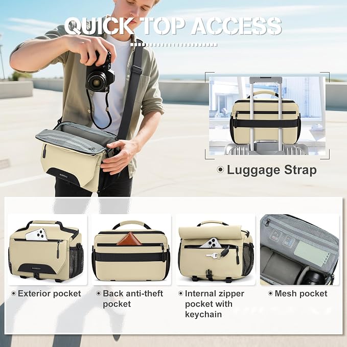 RAINSMORE Camera Bag, DSLR/SLR/Mirrorless Small Camera Sling Bag Waterproof - Image 3