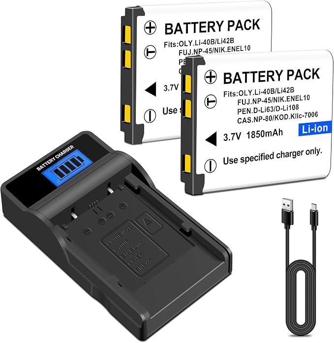 2-Pack EN-EL10 KLIC-7006 Replacement Battery and Slim USB Rapid Charger by Unknown