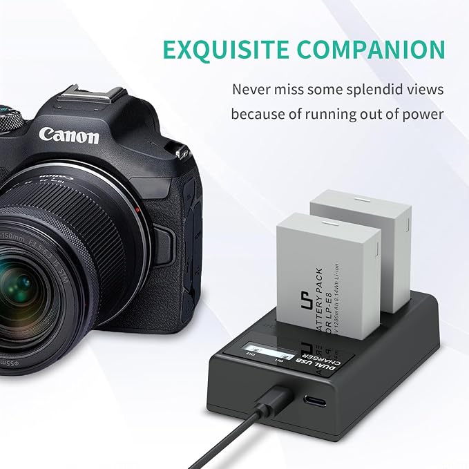 LP LP-E8 Battery Charger, LCD Display & Dual Slot Charger Compatible - Image 3