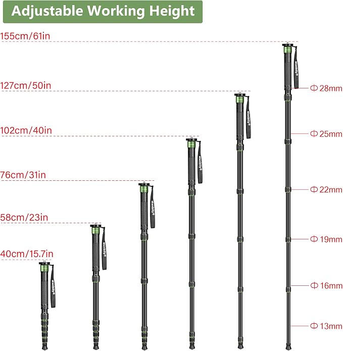 Manbily Camera Monopod Aluminum Portable Compact Lightweight Travel Monopod - Image 5