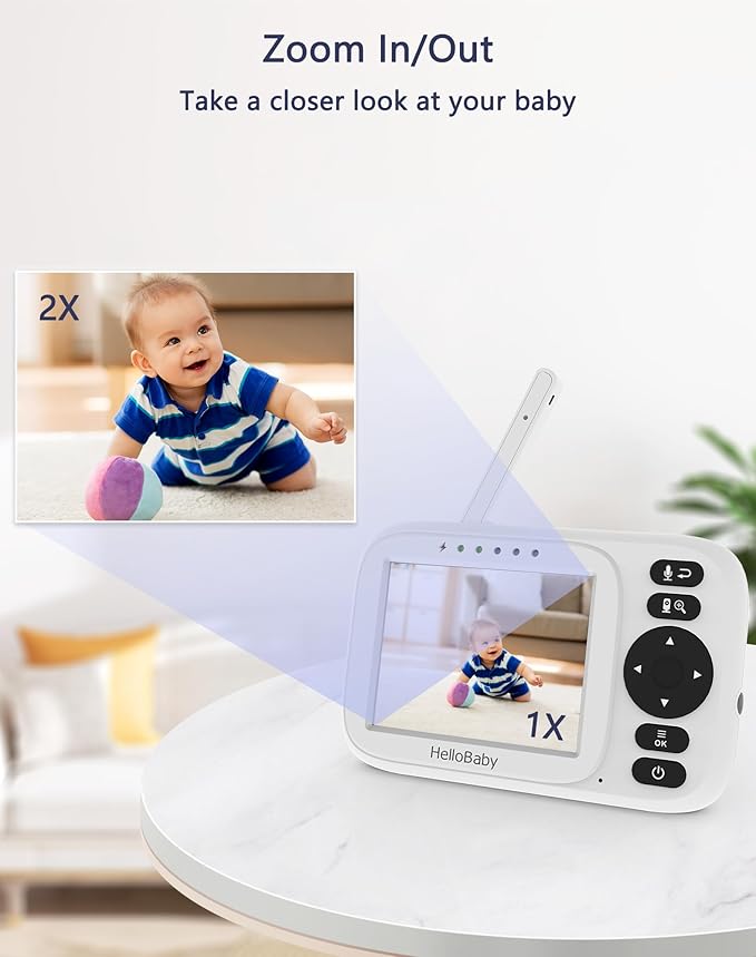 HelloBaby Baby Monitor with Camera and Audio, 3.2'' No WiFi Baby Monitor - Image 6