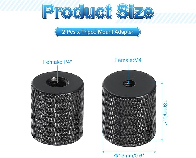 PATIKIL Tripod Screw Adapter 1/4" Female to M4 Male, 18 mm - Image 2