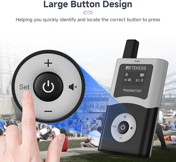 Retekess T130U Wireless Tour Guide System, Church Translation System, One-Key - Image 8