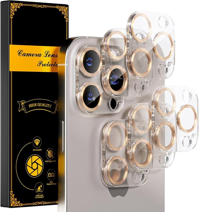for 6 Pack iPhone 15 Pro/iPhone 15 Pro Max Camera Lens Protector 9H Tempered by Beuxece