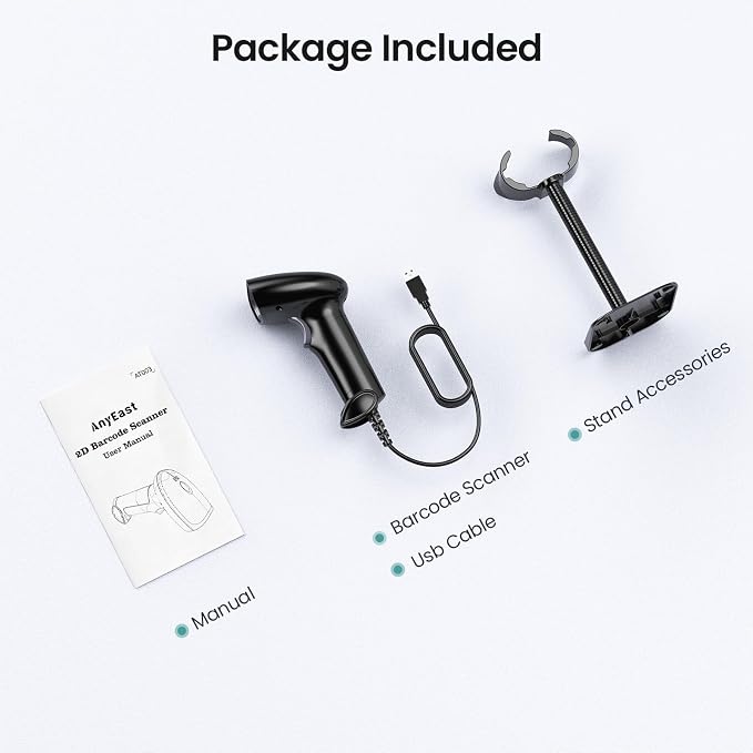 2D 1D Barcode Scanner : USB Wired Inventory QR Scanner - Image 8