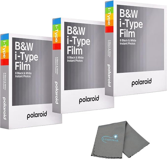 Polaroids Black & White Instant Film, 3 Pack, 24 Photos, B&W Film Works by Lumintrail