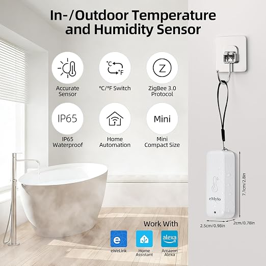 eMylo Zigbee Temperature Humidity Sensor-3 Pack, IP65 Indoor Outdoor - Image 2