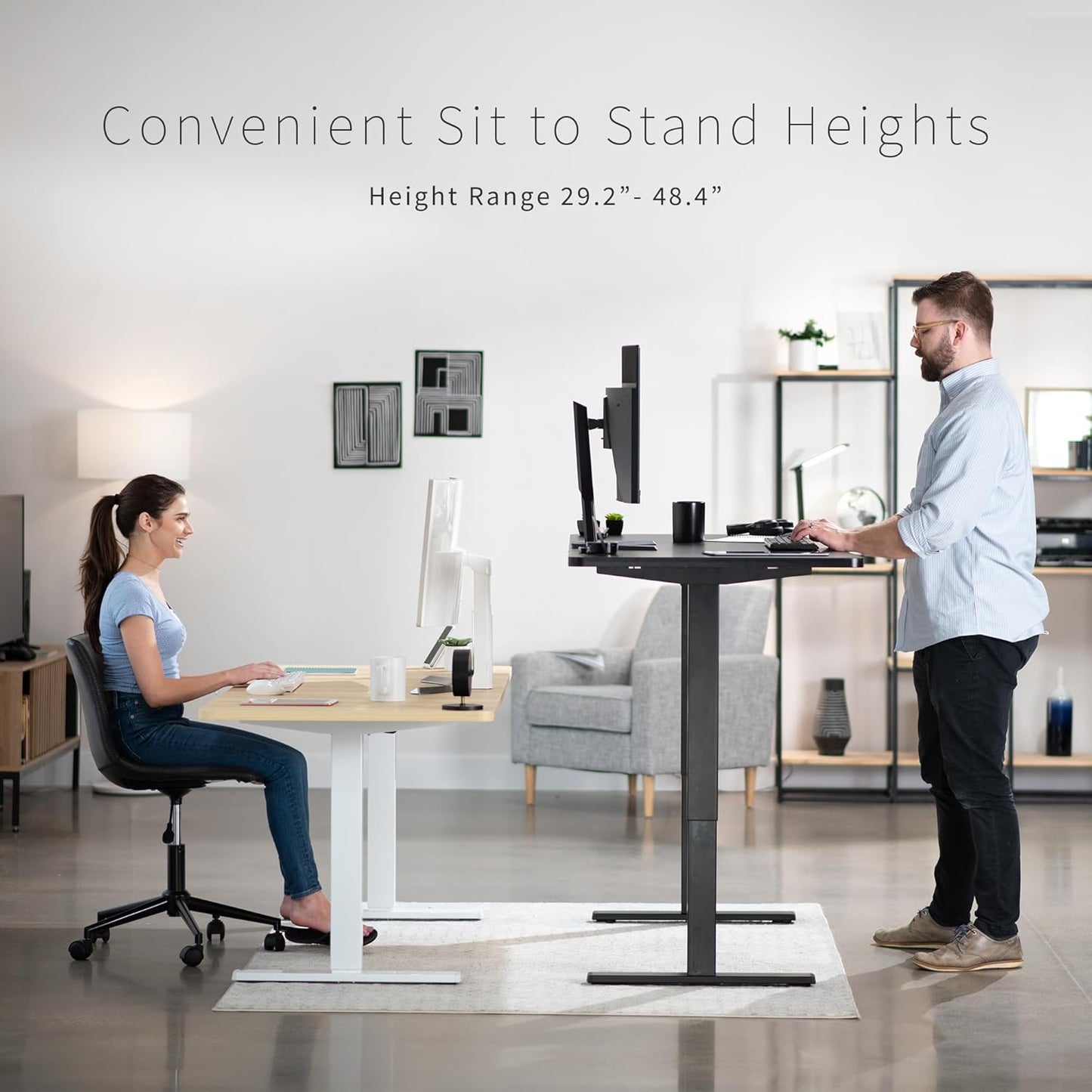 VIVO Electric 71 x 30 in Standing Desk, Memory Height Adjustment, 1B Series, Black Top White Frame, DESK-KIT-1W7B