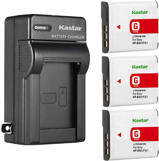 Kastar 3-Pack NP-BG1 Battery and AC Wall Charger Replacement by Kastar