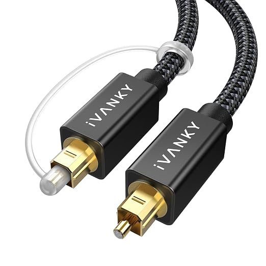 IVANKY Optical Audio Cable 6ft/1.8M, Nylon Braided, 24K Gold-Plated, Slim Metal by ivanky