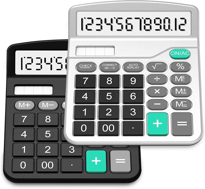 Calculator, Splaks 2 Pack Standard Functional Desktop Calculators Solar and AA by SPLAKSCALCULATOR