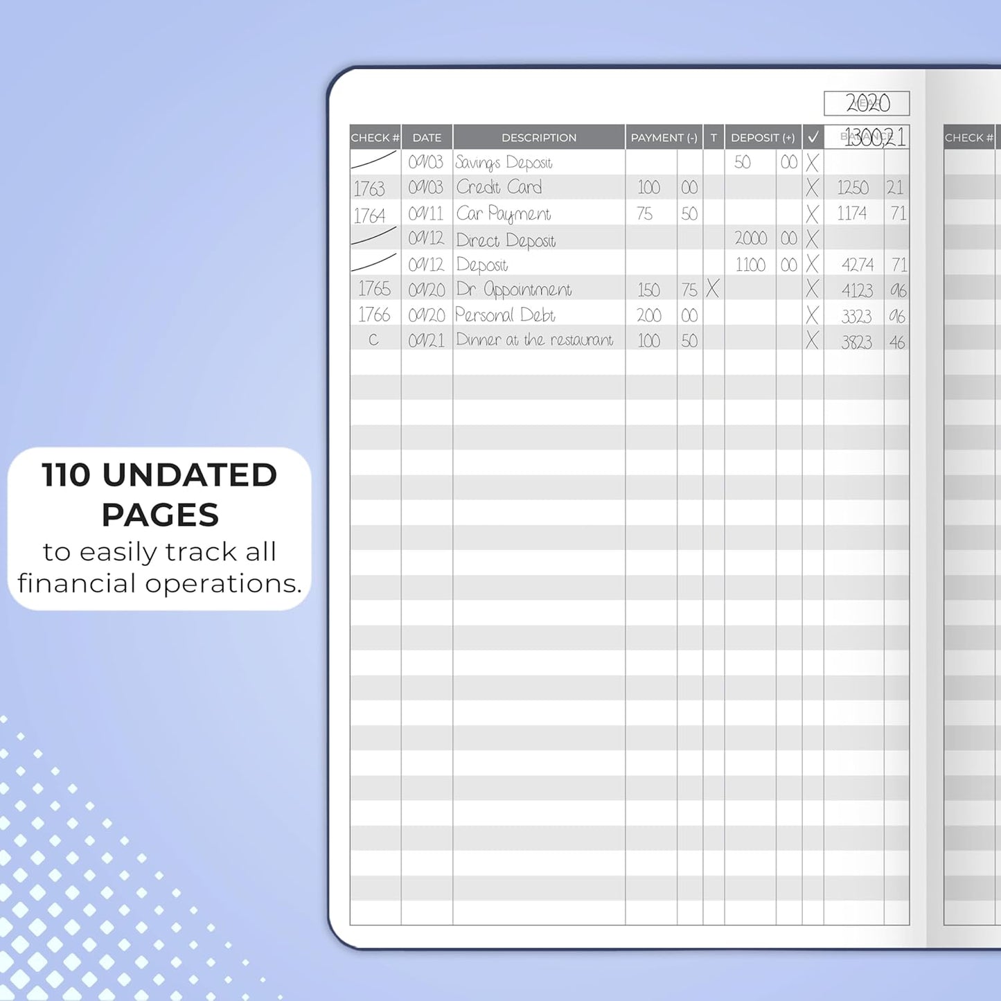 Clever Fox Check Register Book - Deluxe Transaction Register, Accounting Ledger Book, Checkbook Register & Checking Account Register Book for Personal and Work Use, A5 Hardcover - Dark Blue