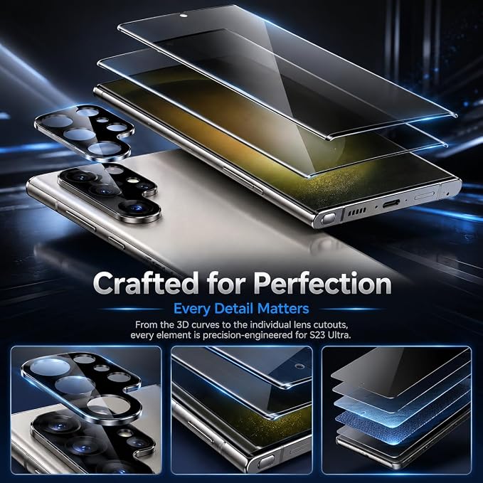 2 Pack for Galaxy S22 Ultra Privacy Screen Protector, 2 Pack Camera Protector - Image 7