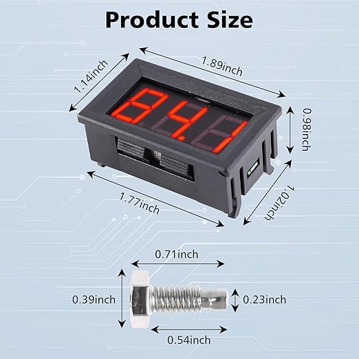 PEMENOL 12V Red Fahrenheit Digital Temperature Meter -76F~999F LED Display - Image 5