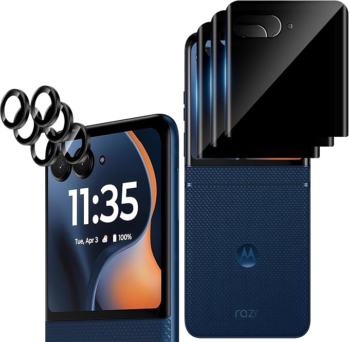 3+3 Pack for Motorola Razr 2026/2025/2024 Front Privacy Screen Protector + by THYRRE-J