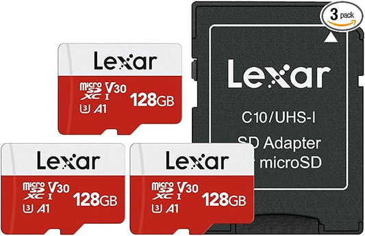 Lexar E-Series 128GB Micro SD Card 3 Pack, microSDXC UHS-I Flash Memory Card by Lexar